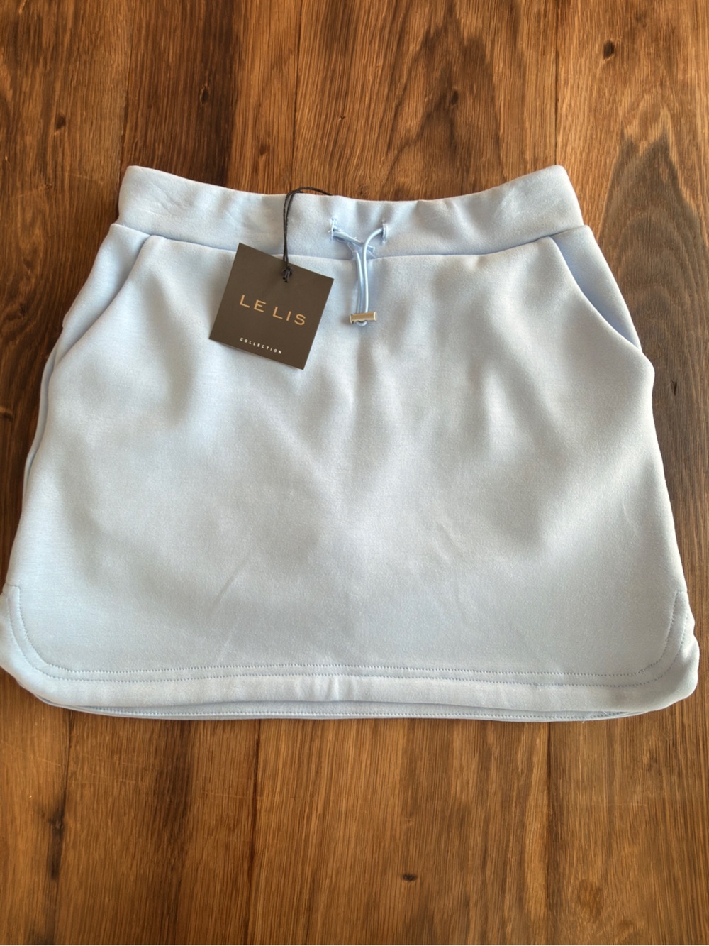 Le Lis Light Blue Mini Skirt with Drawstring